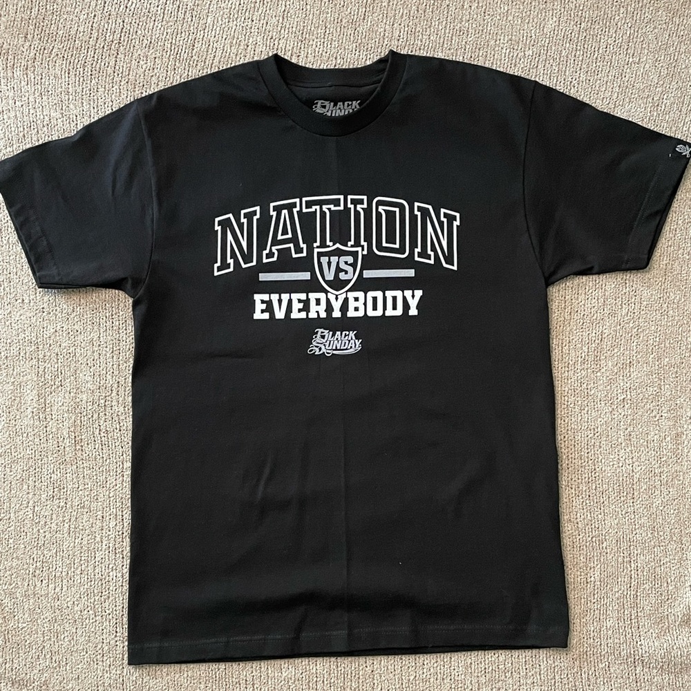 Black Sunday - Raiders, Nation Vs Everybody, Mens Black Tshirt